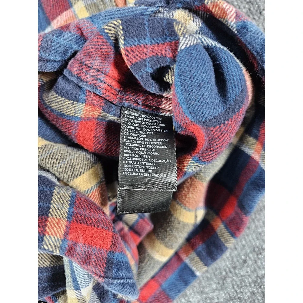 North Face Shirt Mens Large Blue Red Yellow Plaid‎ Flannel Button Up Outdoors